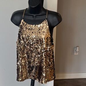 Glamorous Sequin Camisole in Gold and Brown